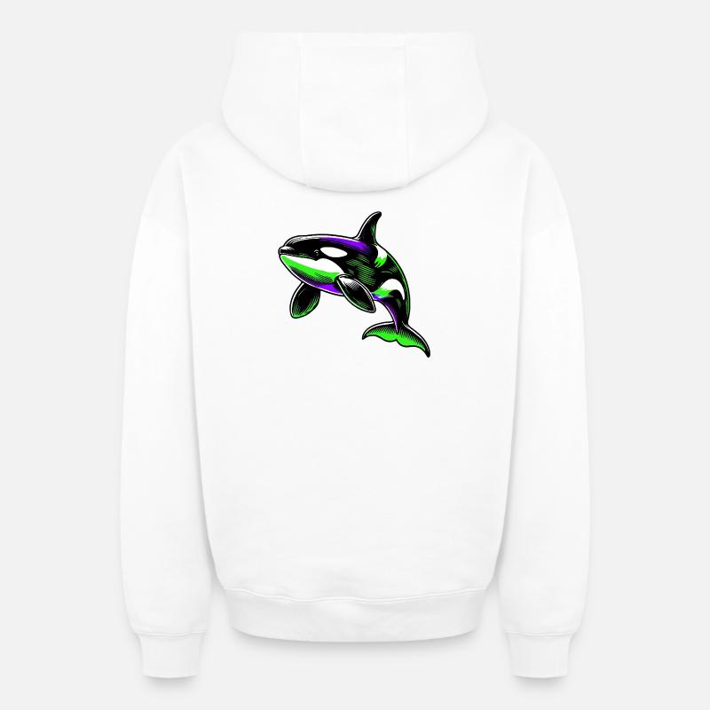 Orque - Sweat à capuche unisexe zippé oversize épais SPREAD - blanc