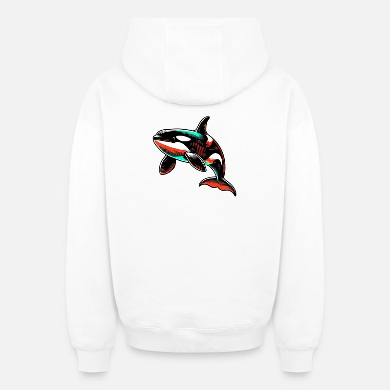 Orque - Sweat à capuche unisexe zippé oversize épais SPREAD - blanc