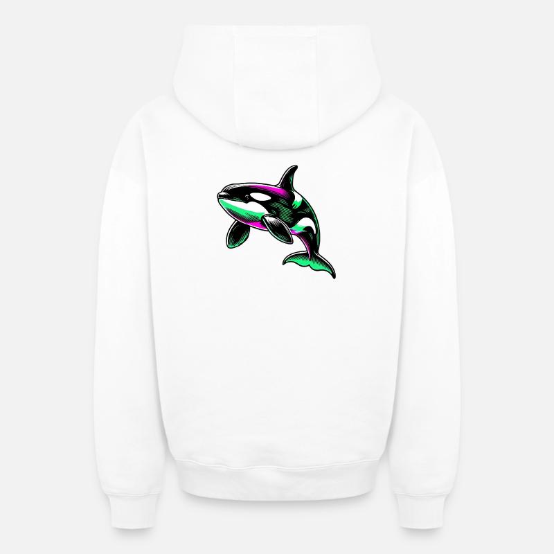 Orque - Sweat à capuche unisexe zippé oversize épais SPREAD - blanc