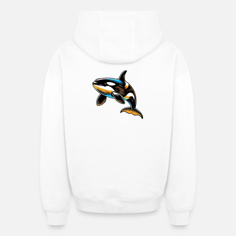 Orque - Sweat à capuche unisexe zippé oversize épais SPREAD - blanc