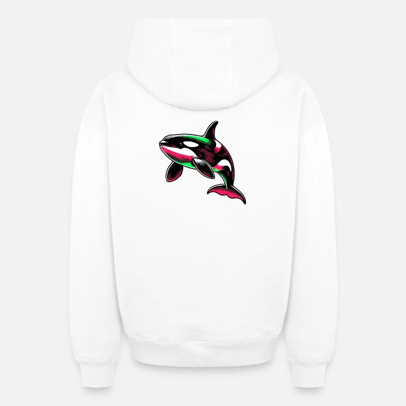 Orque - Sweat à capuche unisexe zippé oversize épais SPREAD - blanc
