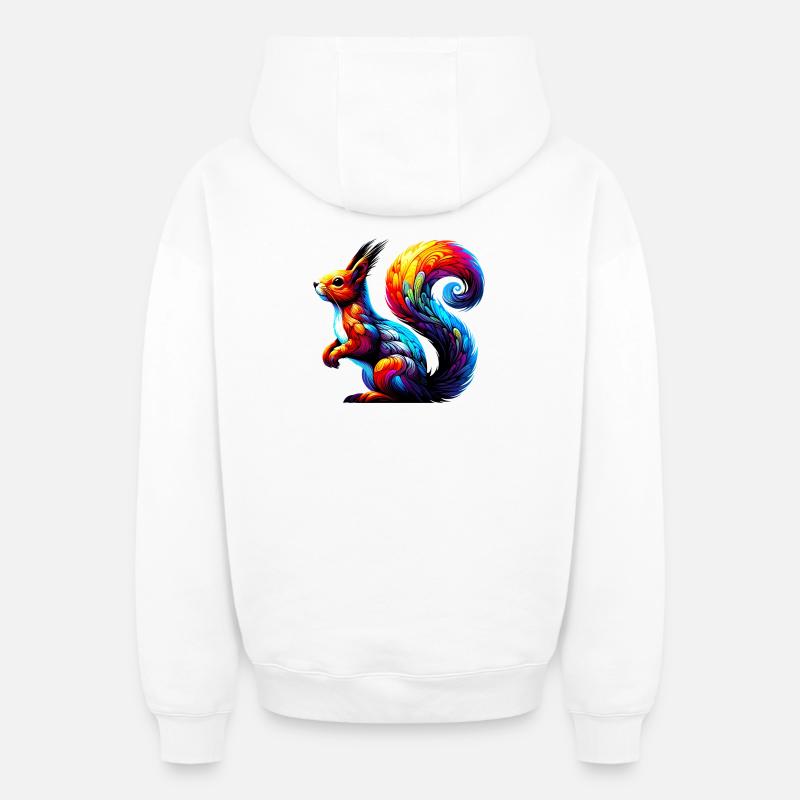 Écureuil - Sweat à capuche unisexe zippé oversize épais SPREAD - blanc