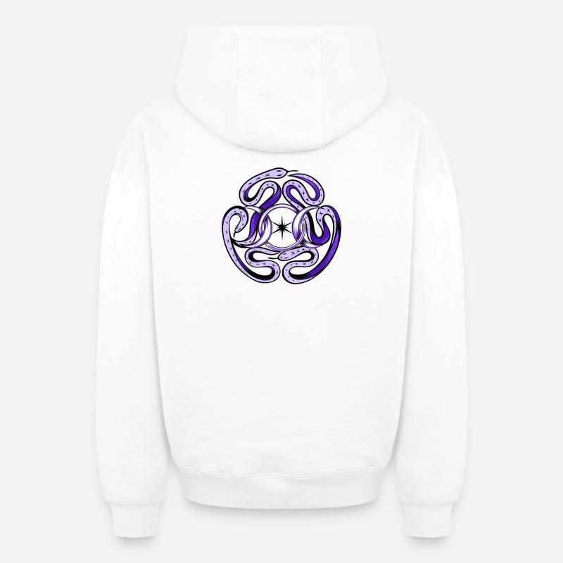 Serpents d’Hécate - Sweat à capuche unisexe zippé oversize épais SPREAD - blanc