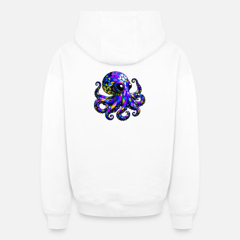 Pieuvre - Sweat à capuche unisexe zippé oversize épais SPREAD - blanc
