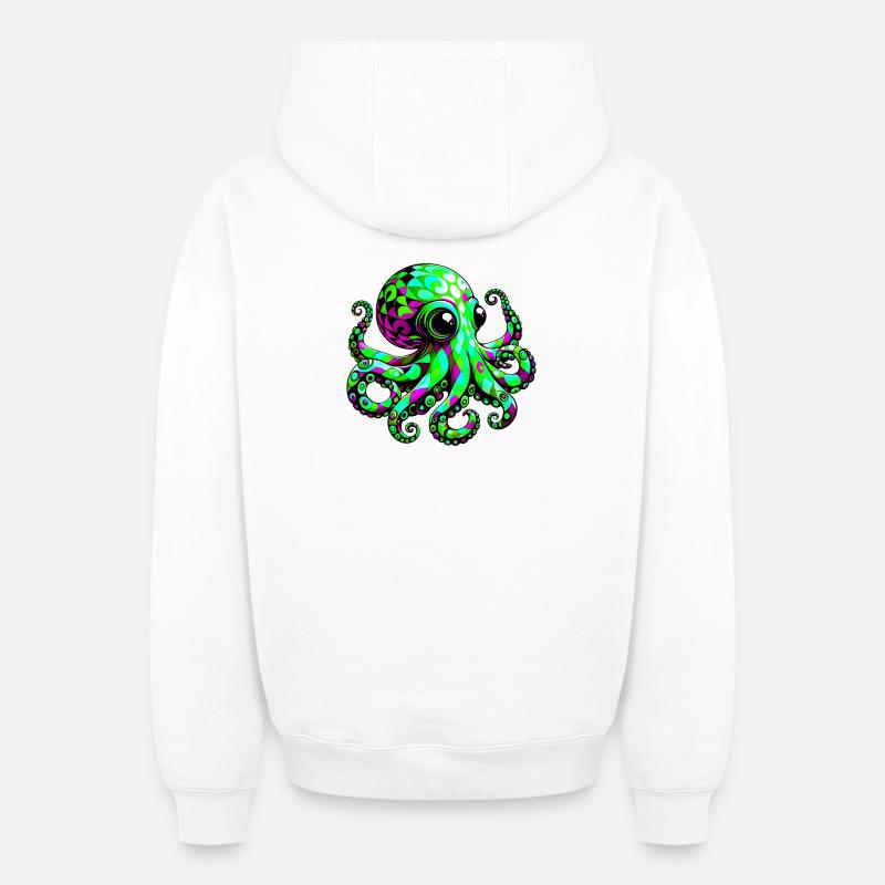 Pieuvre - Sweat à capuche unisexe zippé oversize épais SPREAD - blanc