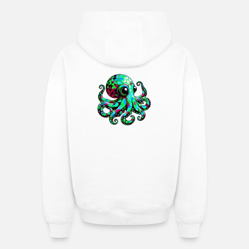 Pieuvre - Sweat à capuche unisexe zippé oversize épais SPREAD - blanc