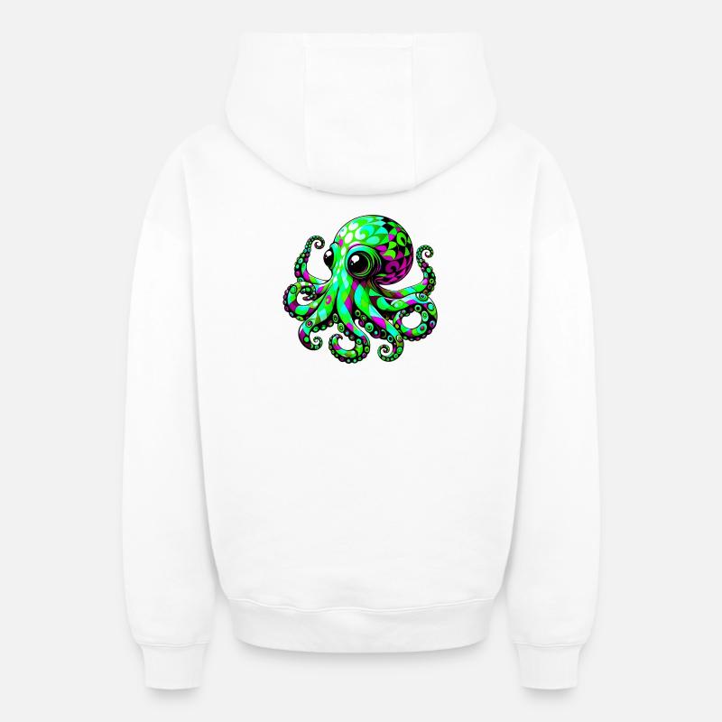 Pieuvre - Sweat à capuche unisexe zippé oversize épais SPREAD - blanc