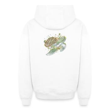 Cool turtle as a chic portrait - Oversized Heavyweight Unisex Zip Hoodie - white - Back - AI Model Male 178 light (178cm)