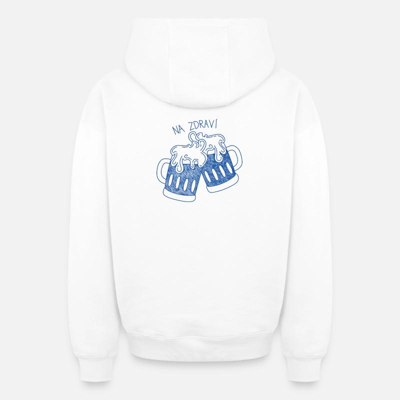 Verres à bière avec acclamations - Sweat à capuche unisexe zippé oversize épais SPREAD - blanc