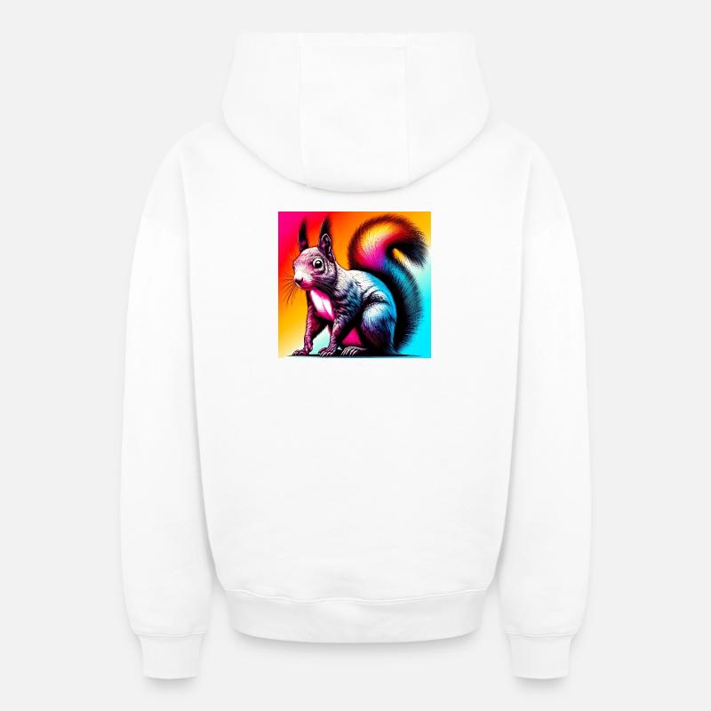 écureuil - Sweat à capuche unisexe zippé oversize épais SPREAD - blanc