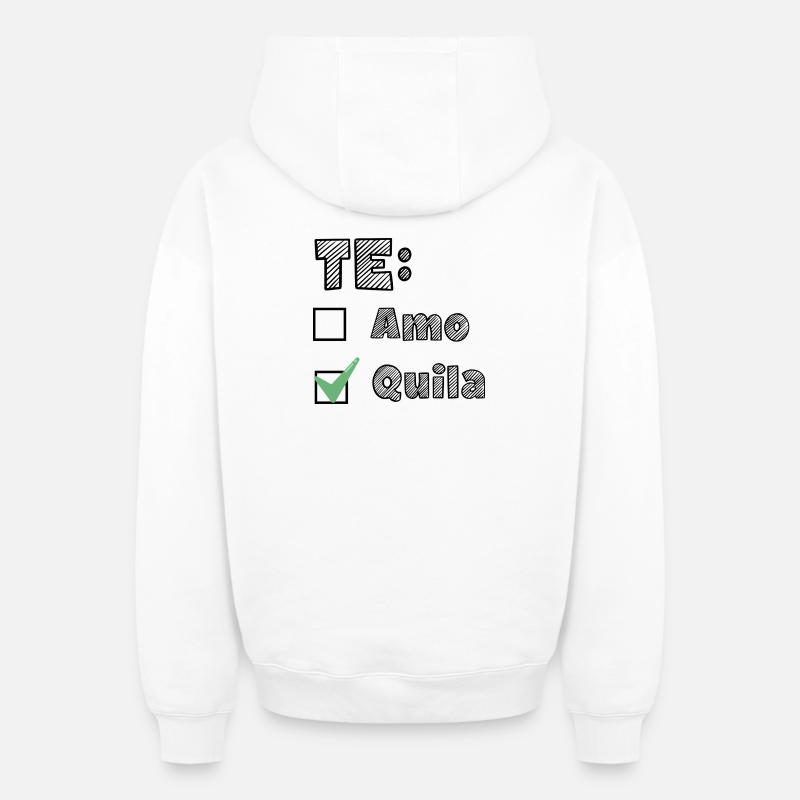 Te AmoTequila - Sweat à capuche unisexe zippé oversize épais SPREAD - blanc