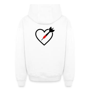 Fléchettes en forme de cœur – Passion Précision - Sweat à capuche unisexe zippé oversize épais SPREAD - blanc - Dos - AI Model Male 178 light (178cm)