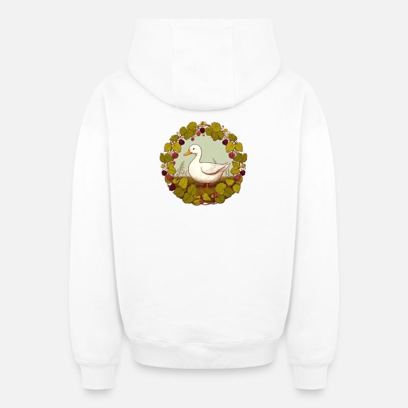 Duck Grapevine Circle - Oversized Heavyweight Unisex Zip Hoodie - Weiß