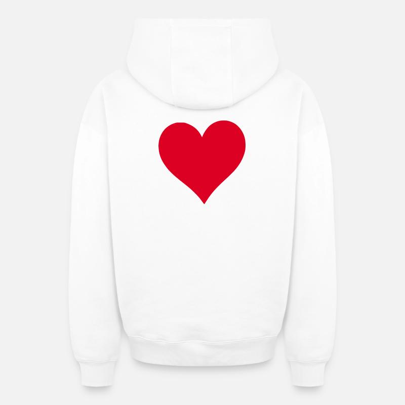 Saint-Valentin cœur rouge, st.valentin - Sweat à capuche unisexe zippé oversize épais SPREAD - blanc
