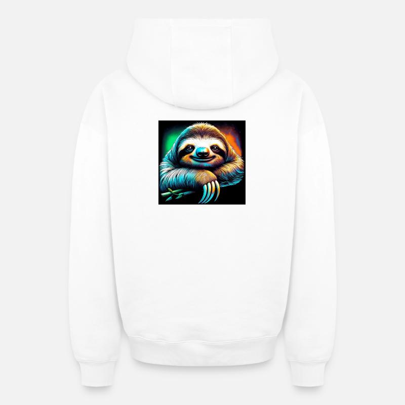 paresse - Sweat à capuche unisexe zippé oversize épais SPREAD - blanc