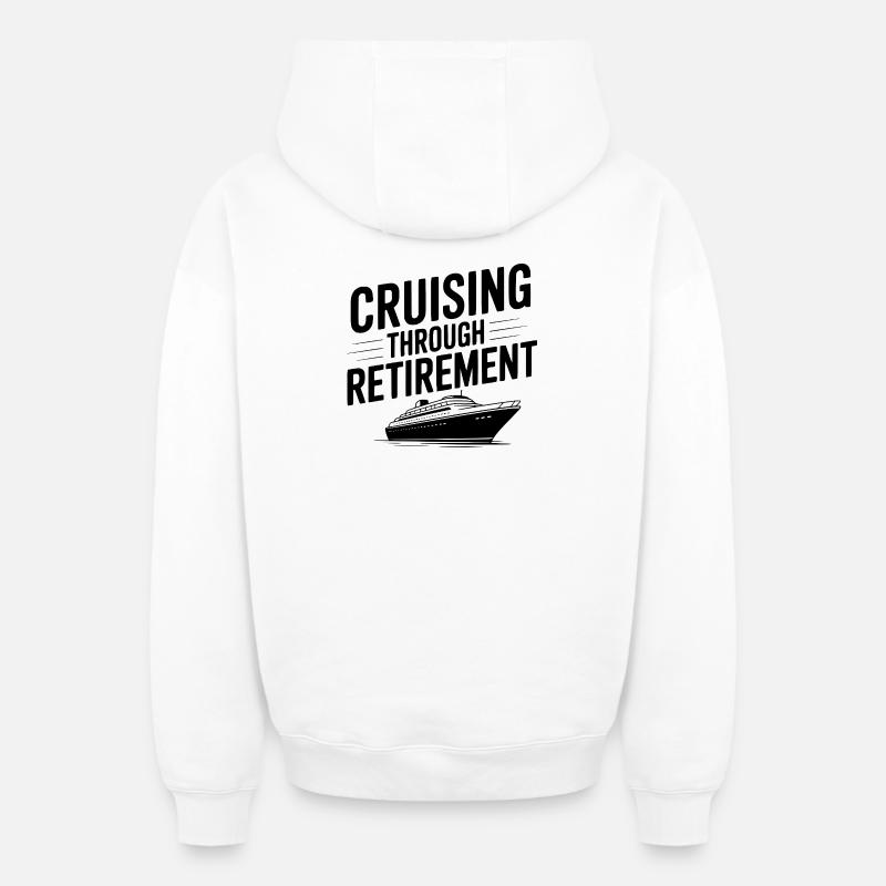 Croisière jusqu’à la retraite - Sweat à capuche unisexe zippé oversize épais SPREAD - blanc