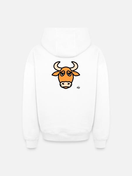 Taurus Large - Oversized Heavyweight Unisex Zip Hoodie - white