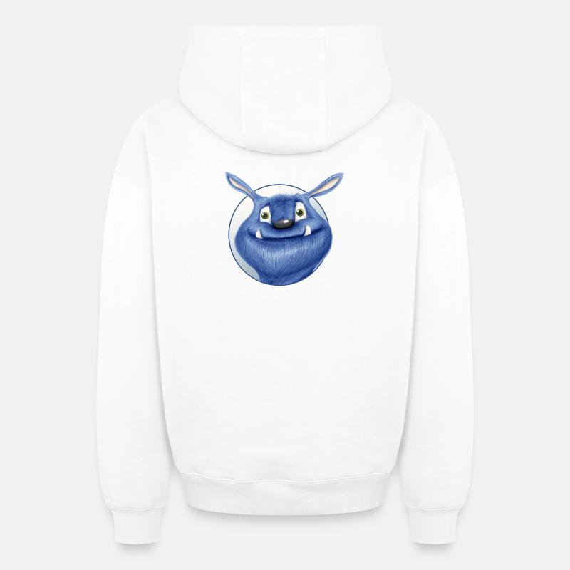 Monstre bleu - Sweat à capuche unisexe zippé oversize épais SPREAD - blanc