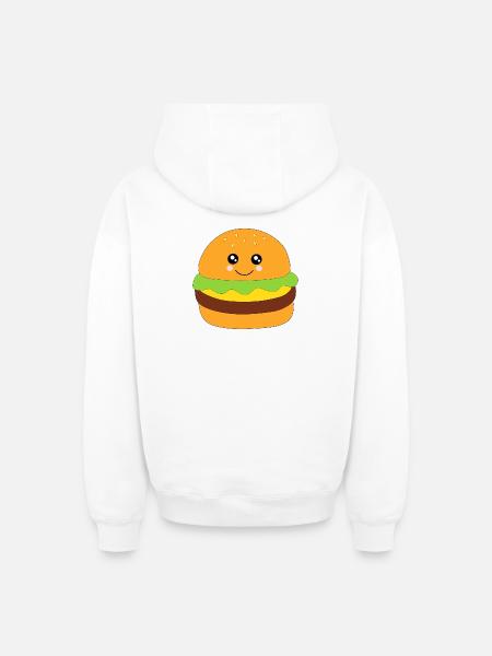 Kawaii, Burger, fast food - Oversized Heavyweight Unisex Zip Hoodie - Weiß