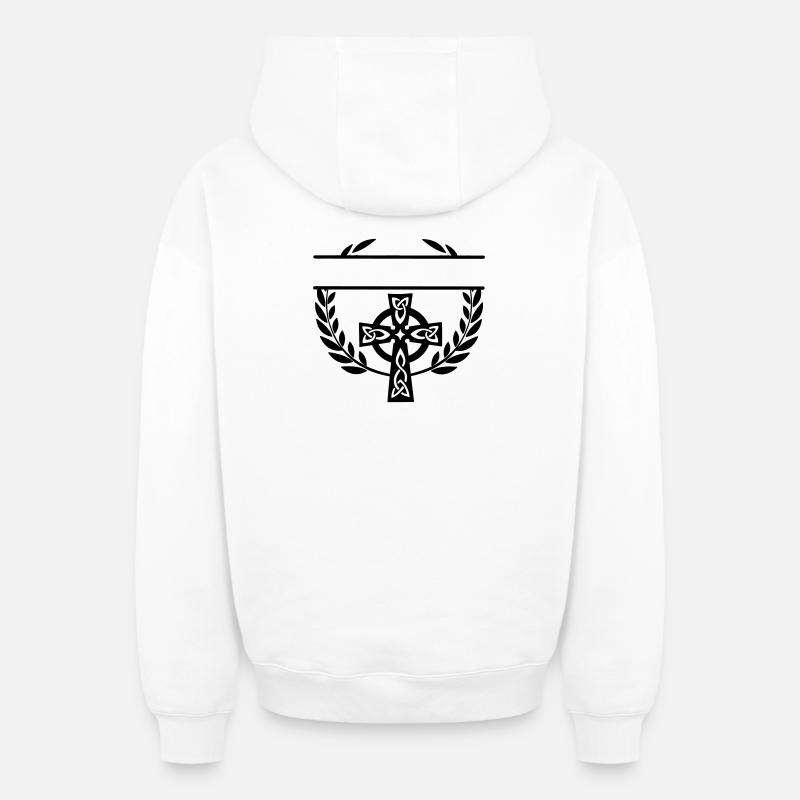 Monogramme croisé celtique - Sweat à capuche unisexe zippé oversize épais SPREAD - blanc