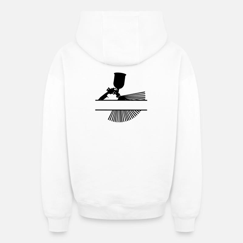 Pulvériser avec une bannière de texte - Sweat à capuche unisexe zippé oversize épais SPREAD - blanc