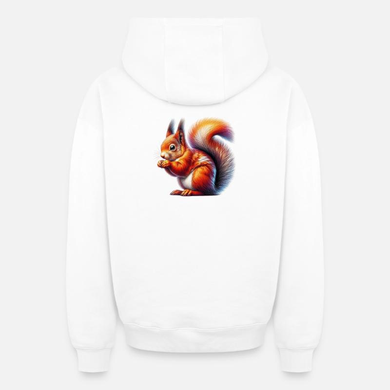 Écureuil - Sweat à capuche unisexe zippé oversize épais SPREAD - blanc