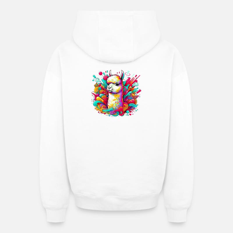 Alpaga - Sweat à capuche unisexe zippé oversize épais SPREAD - blanc
