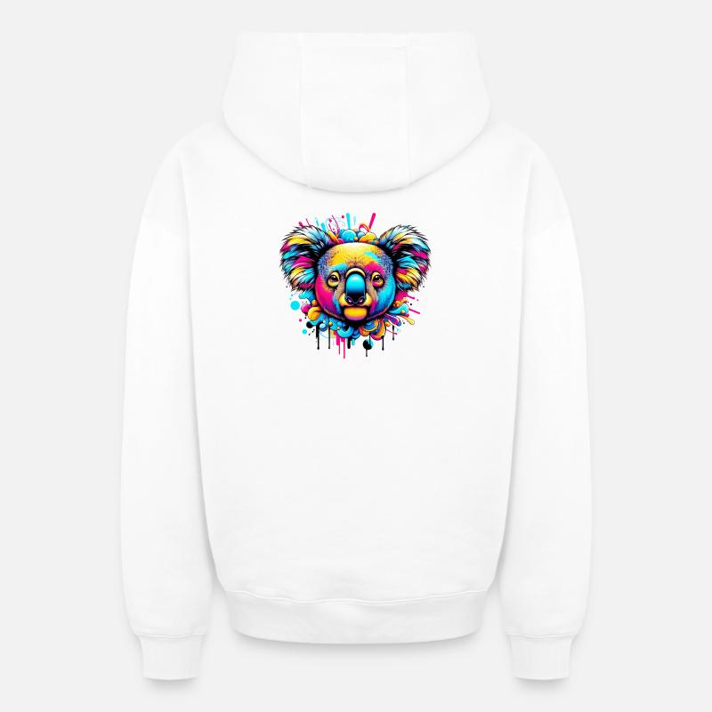 Koala - Sweat à capuche unisexe zippé oversize épais SPREAD - blanc
