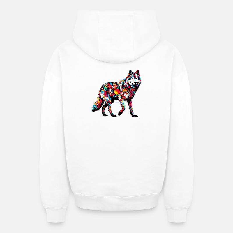 Loup - Sweat à capuche unisexe zippé oversize épais SPREAD - blanc