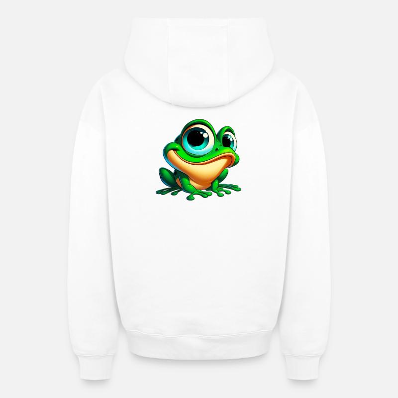 Grenouille - Sweat à capuche unisexe zippé oversize épais SPREAD - blanc