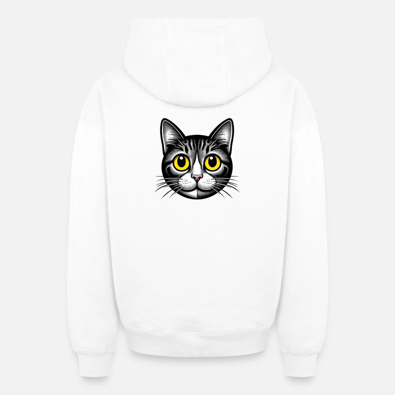 Chat - Sweat à capuche unisexe zippé oversize épais SPREAD - blanc