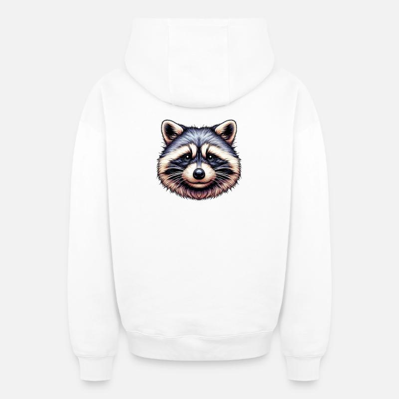 Raton laveur - Sweat à capuche unisexe zippé oversize épais SPREAD - blanc