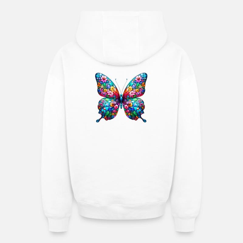 Papillon - Sweat à capuche unisexe zippé oversize épais SPREAD - blanc