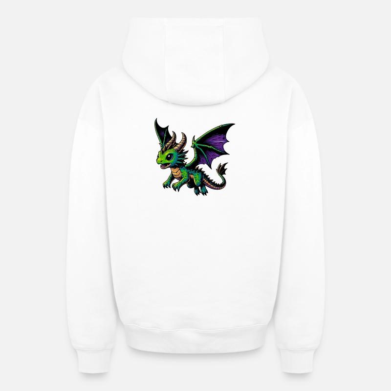 Dragon - Sweat à capuche unisexe zippé oversize épais SPREAD - blanc
