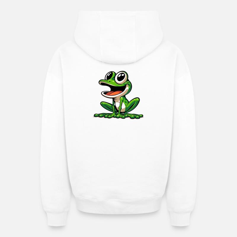 Grenouille - Sweat à capuche unisexe zippé oversize épais SPREAD - blanc