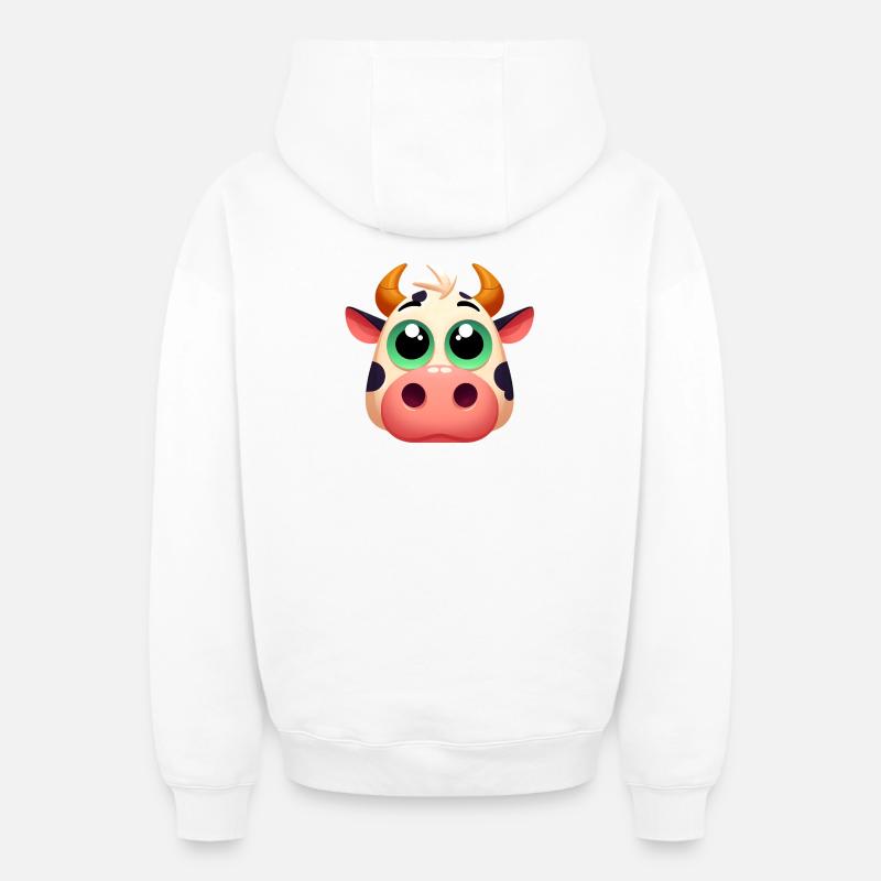 Vache - Sweat à capuche unisexe zippé oversize épais SPREAD - blanc