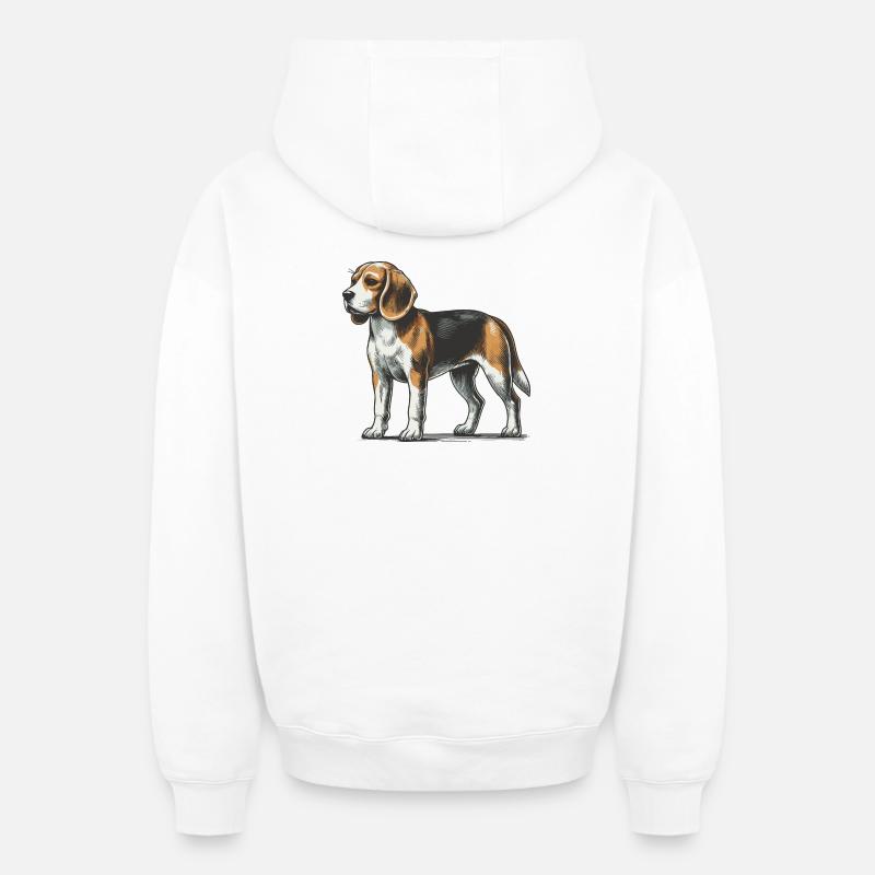 Beagle - Sweat à capuche unisexe zippé oversize épais SPREAD - blanc