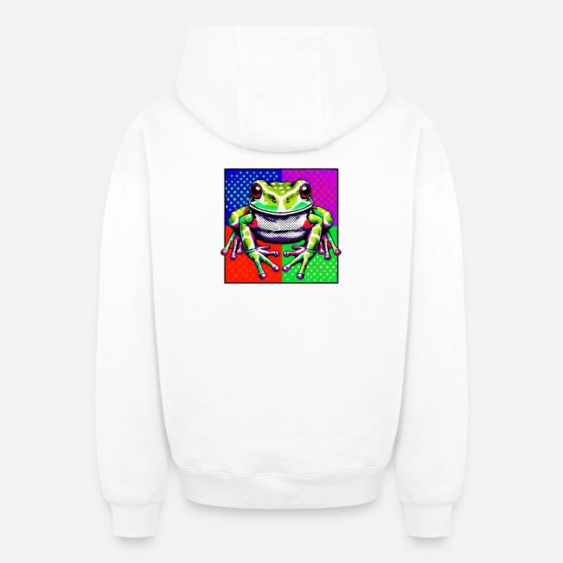 Grenouille - Sweat à capuche unisexe zippé oversize épais SPREAD - blanc