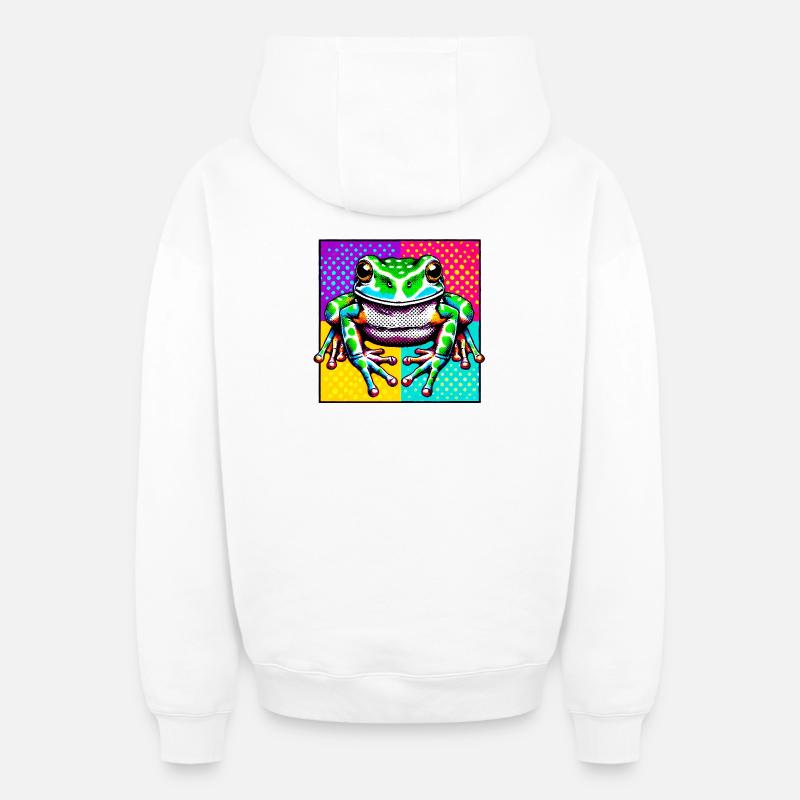 Grenouille - Sweat à capuche unisexe zippé oversize épais SPREAD - blanc