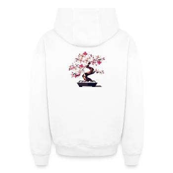 Cherry Blossom Bonsai - Combination of Art & Nature - Oversized Heavyweight Unisex Zip Hoodie - white - Back - AI Model Male 178 light (178cm)