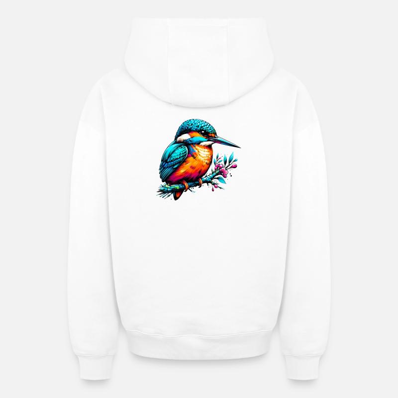 Martin-pêcheur - Sweat à capuche unisexe zippé oversize épais SPREAD - blanc