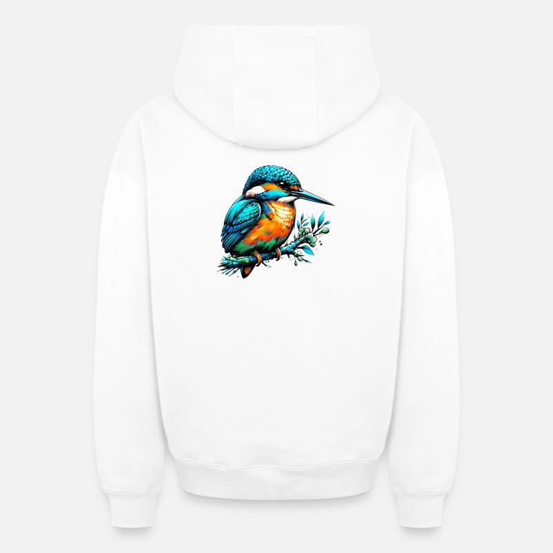 Martin-pêcheur - Sweat à capuche unisexe zippé oversize épais SPREAD - blanc