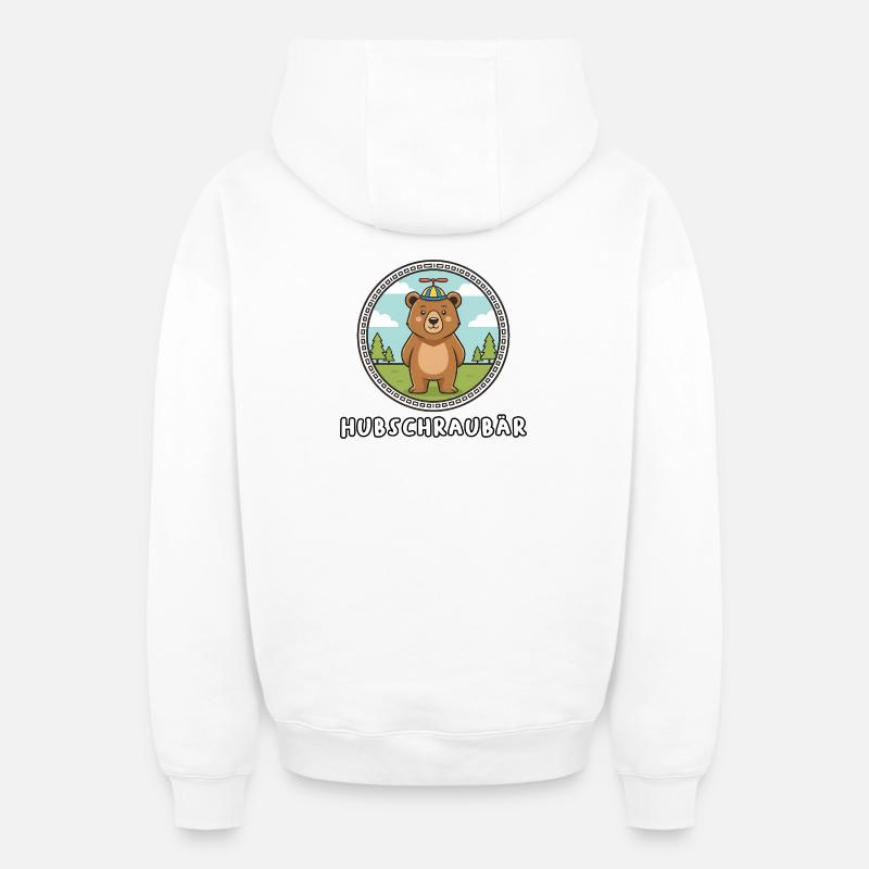 hélicoptère - Sweat à capuche unisexe zippé oversize épais SPREAD - blanc