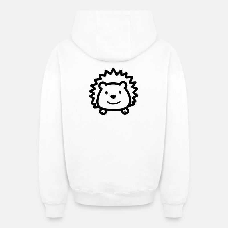 hérisson - Sweat à capuche unisexe zippé oversize épais SPREAD - blanc
