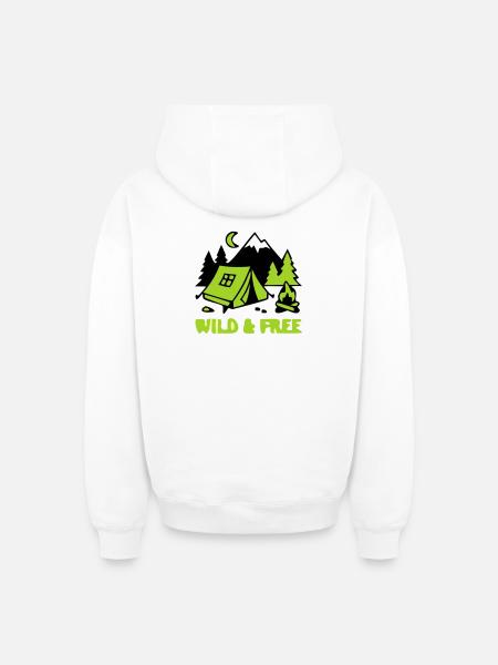 Camping Zelt Natur Grafik - Oversized Heavyweight Unisex Zip Hoodie - Weiß