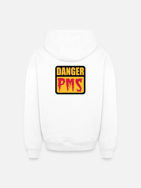 Danger PMS - Oversized Heavyweight Unisex Zip Hoodie - Weiß