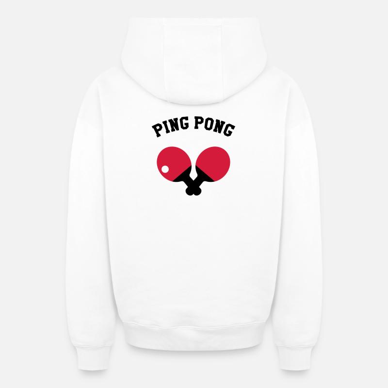 Ping Pong - Sweat à capuche unisexe zippé oversize épais SPREAD - blanc