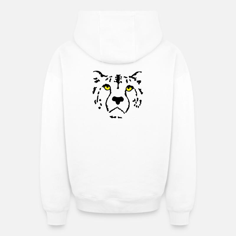 guépard - Sweat à capuche unisexe zippé oversize épais SPREAD - blanc