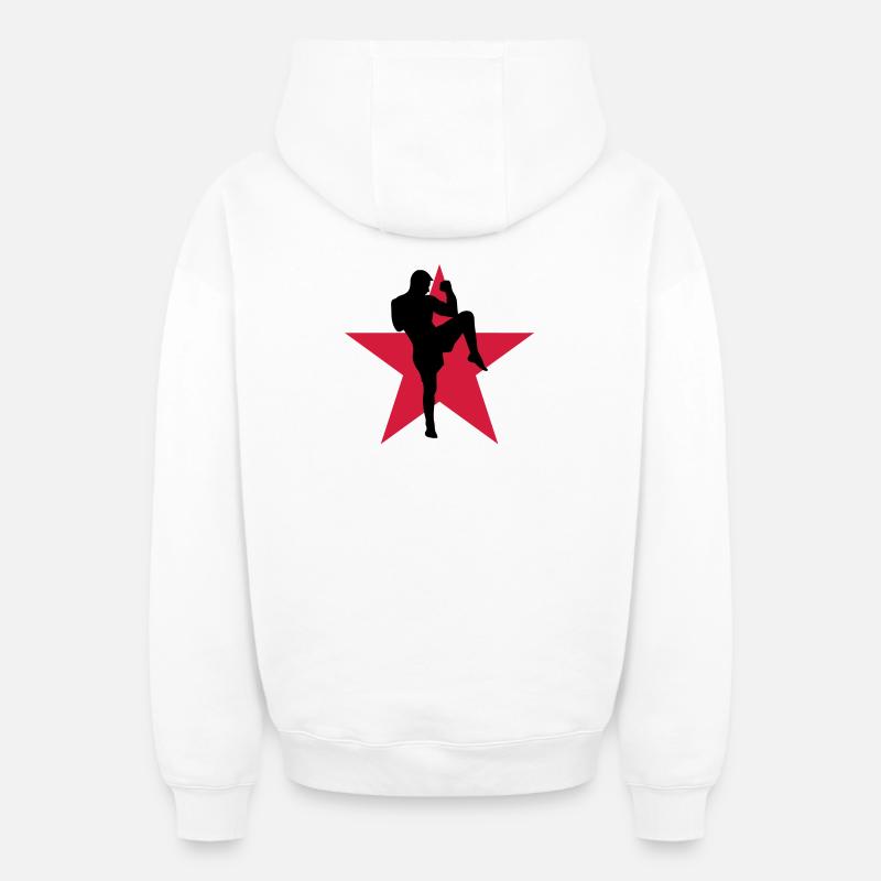 Kickboxing / Kick-Boxeur / Kick Boxing / - Sweat à capuche unisexe zippé oversize épais SPREAD - blanc