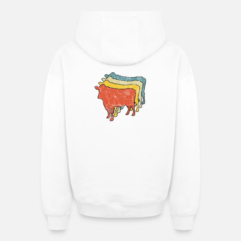 Vaches vaches - Sweat à capuche unisexe zippé oversize épais SPREAD - blanc